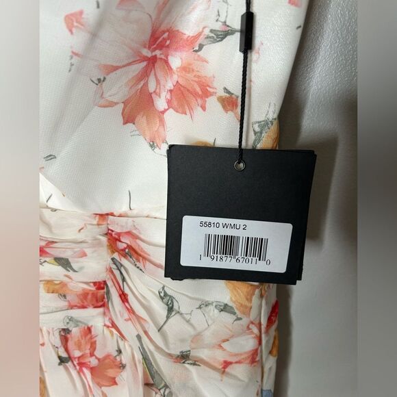 Mac Duggal Ieena Floral Print Ruffle Tiered One Shoulder Gown NWT - Picture 4 of 5